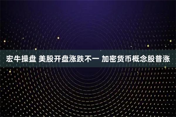 宏牛操盘 美股开盘涨跌不一 加密货币概念股普涨