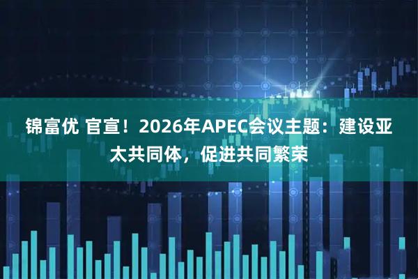 锦富优 官宣!2026年APEC会议主题:建设亚太共同体,促进共同繁荣