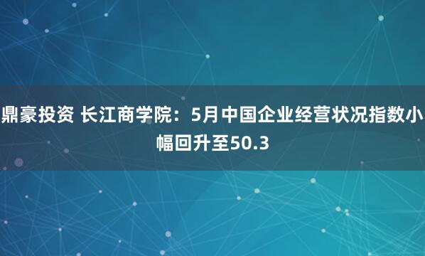 鼎豪投资 长江商学院：5月中国企业经营状况指数小幅回升至50.3