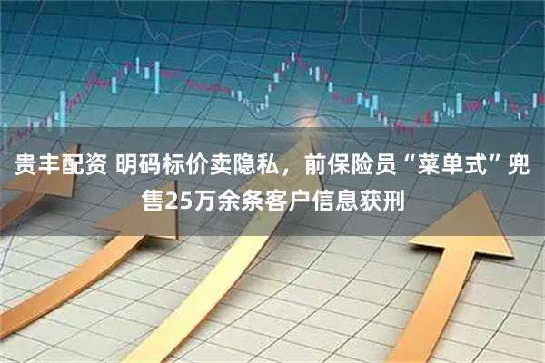 贵丰配资 明码标价卖隐私，前保险员“菜单式”兜售25万余条客户信息获刑